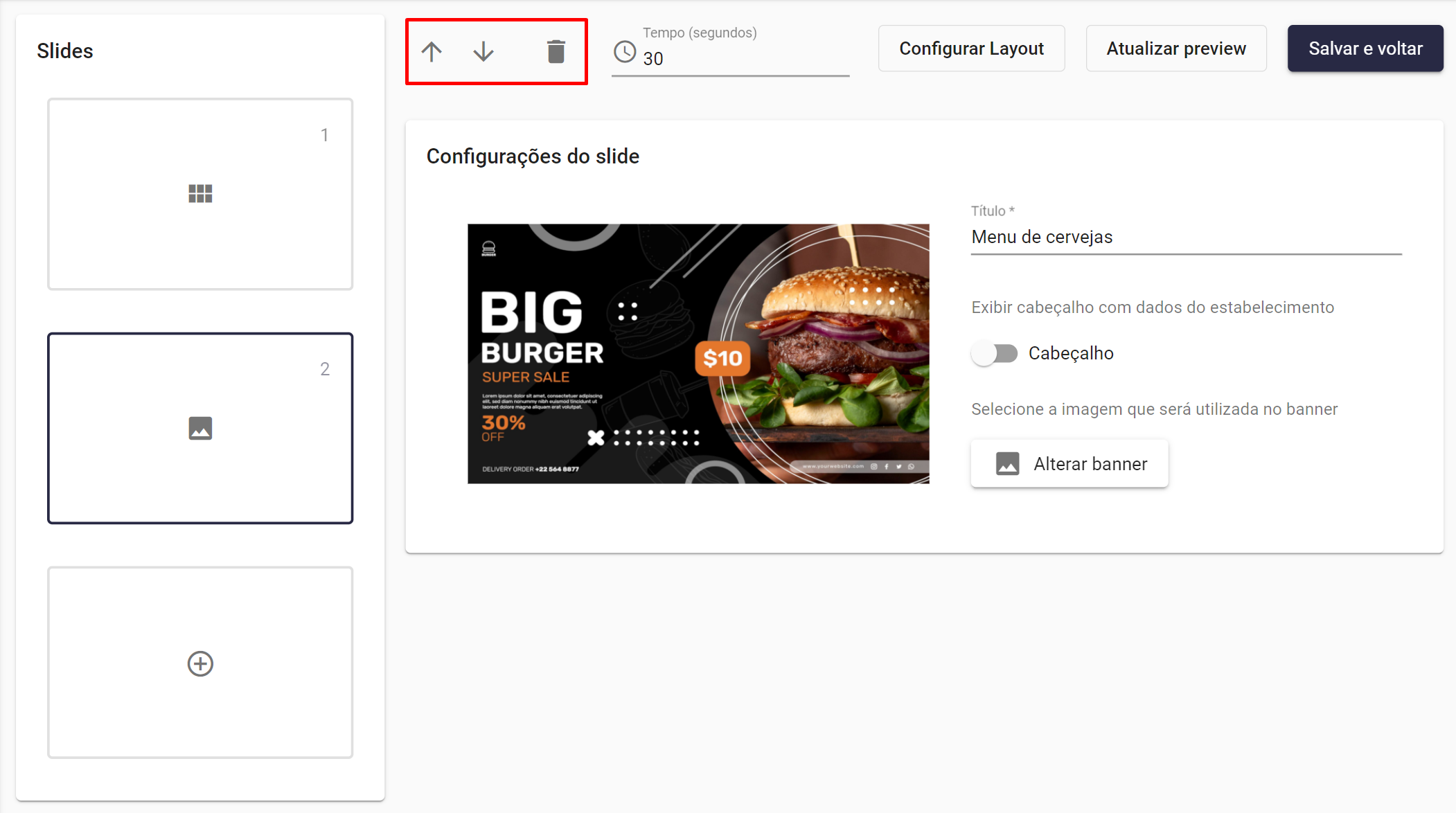 Dicas de uso da tela